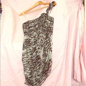 BCBG Max Azria One Shoulder Print Dress
